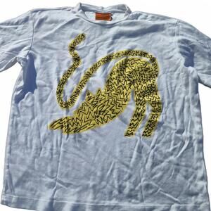 Zara x Sebastian Curi White T-Shirt with Abstract Yellow Cat Design